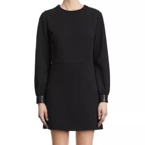 NWT The Kooples Leather Cuff Mini Dress womens size 8 in black
